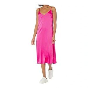 The Drop Ana Slip Dress Size Small Sleeveless VNeck Hot Pink Barbiecore Chic NEW